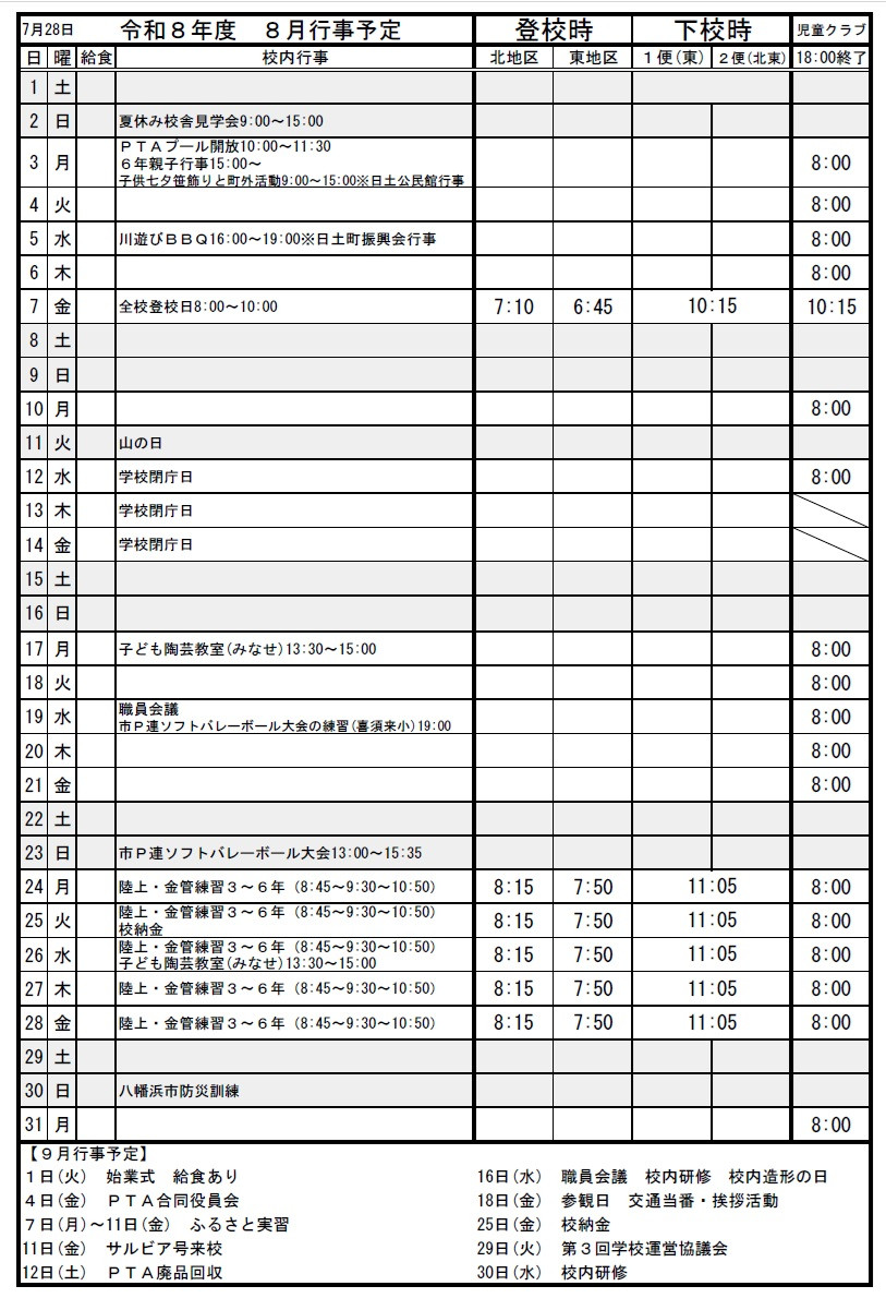 ８月